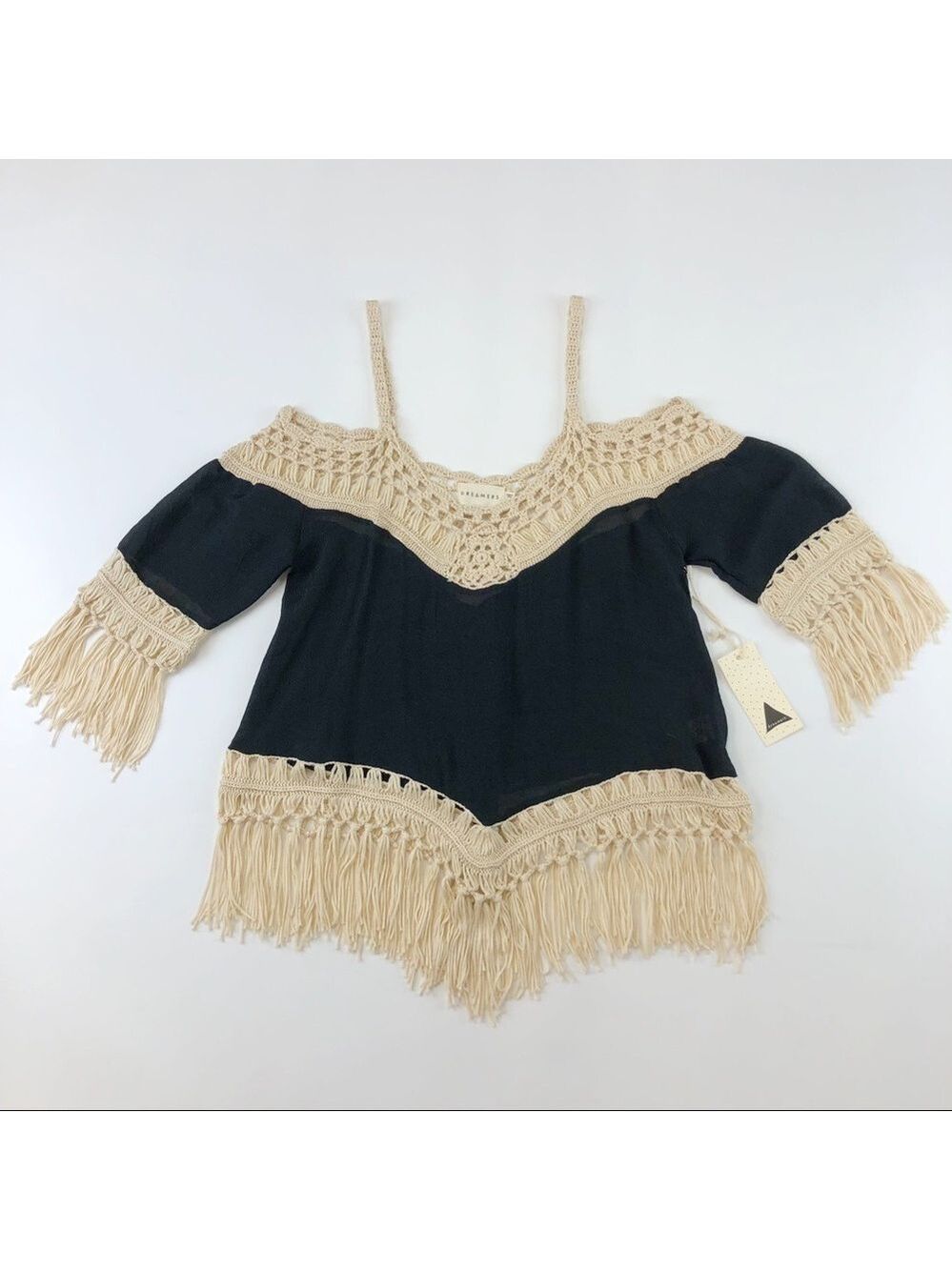 𝅺DREAMERS NEW fringe crochet top Small